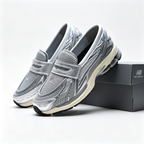 New Balance 1906L Silver Metallic Black Loafers – Unisex Mesh Slip-On Sneakers with N-ergy Cushioning