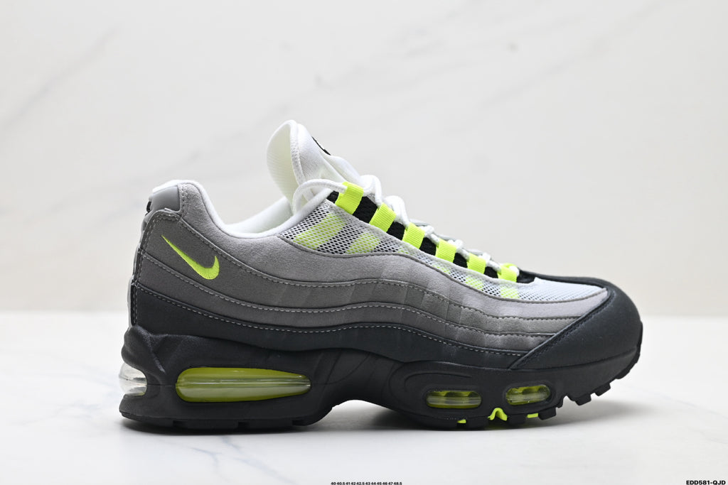Nike Air Max 95 Neon Sneakers – Black, Grey & Volt Air Cushion Shoes