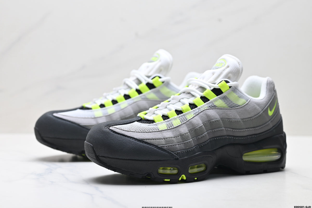 Nike Air Max 95 Neon Sneakers – Black, Grey & Volt Air Cushion Shoes