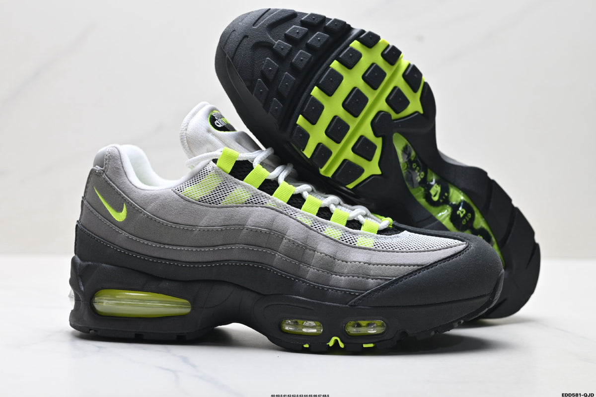 Nike Air Max 95 Neon Sneakers – Black, Grey & Volt Air Cushion Shoes