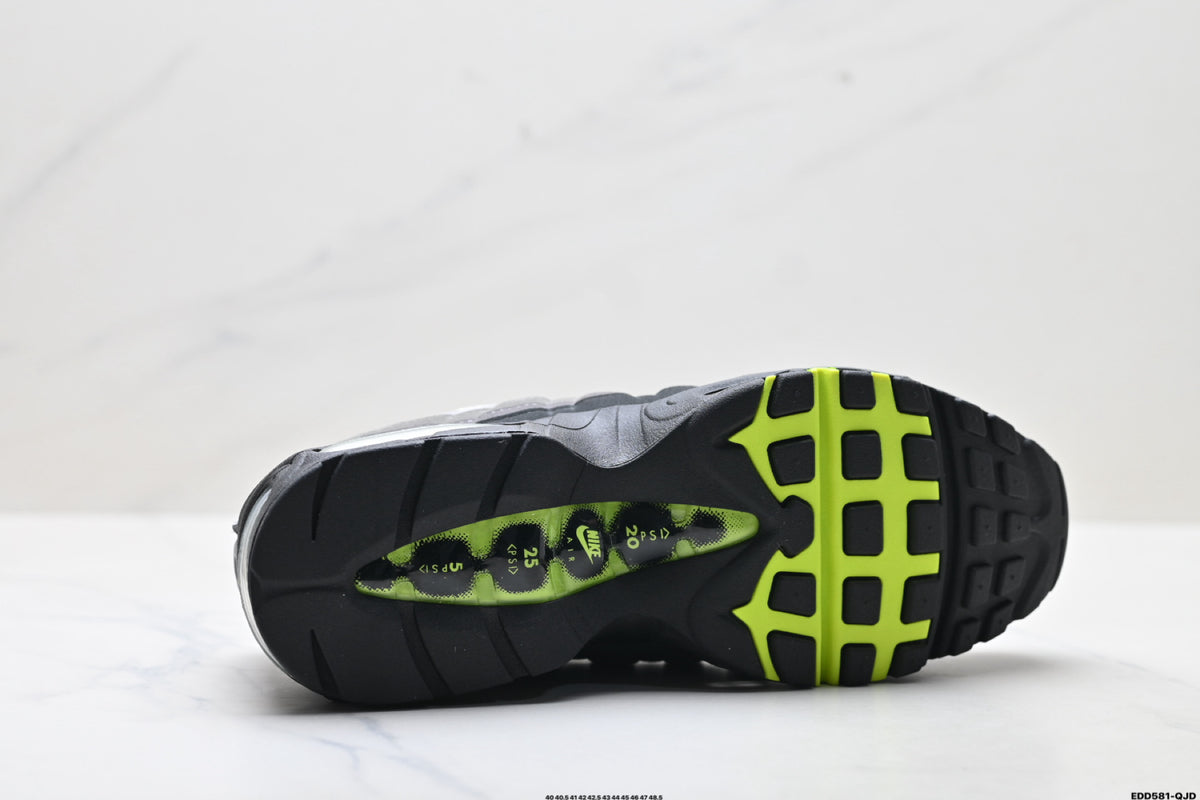 Nike Air Max 95 Neon Sneakers – Black, Grey & Volt Air Cushion Shoes