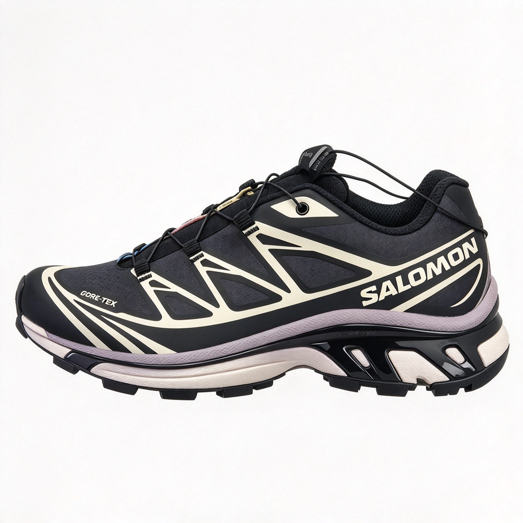 Salomon XT-6 GORE-TEX Men's Trail Running Shoes | Black/Off-White/Yellow-Blue Colorway | Waterproof & Breathable with All-Terrain Grip | Lightweight & Durable | Suitable for Trail Running, Hiking, and Everyday Urban Wear