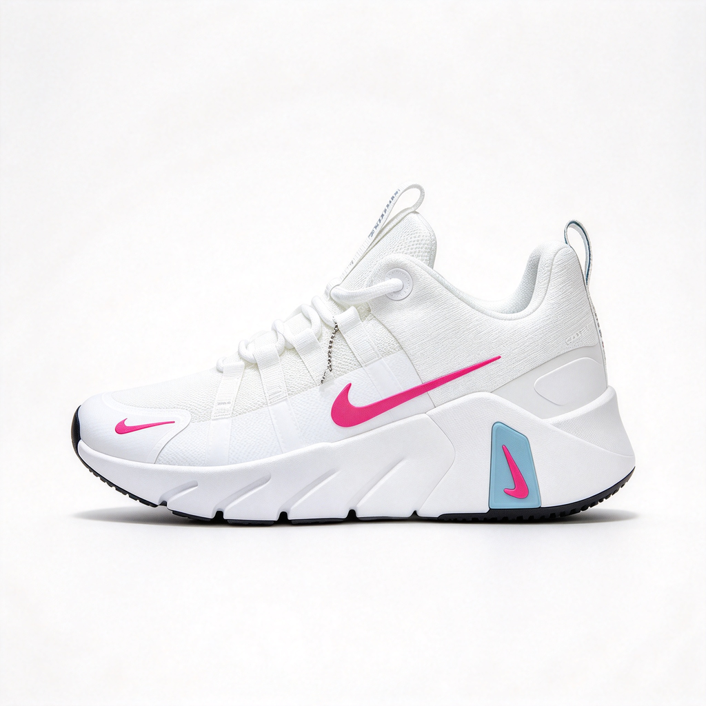 Nike Free Metcon 7 Men's Training Shoes | White/Light Blue/Bright Pink | Flexible forefoot + stable heel | Breathable mesh upper | Versatile training shoes | Lightweight and durable | Suitable for strength training, HIIT, and cardio