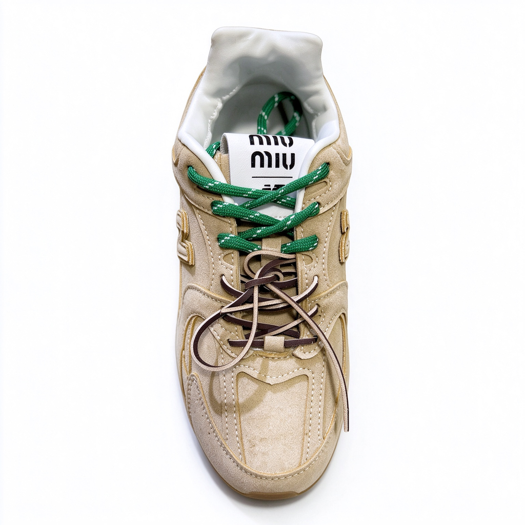 Miu Miu x New Balance 530 SL 2026 Summer Collaboration Sneakers | Warm Beige Suede | Multi-Lace System | Ultra-Thin Sole | Luxury Lifestyle Shoes