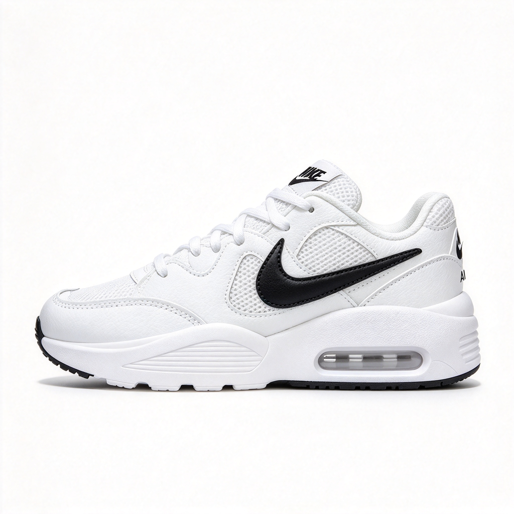 Nike Air Max Fusion White/Black | Retro 90s Chunky Sneakers | Max Air Cushioning | Breathable Mesh & Leather | Unisex | Lightweight & Comfortable