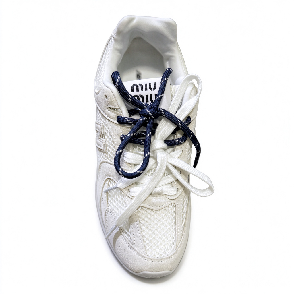 Miu Miu x New Balance 530 SL Collaboration Sneakers | Metallic Silver & White | Dual Lace System | Y2K Slim Sole | Unisex Lifestyle Shoes