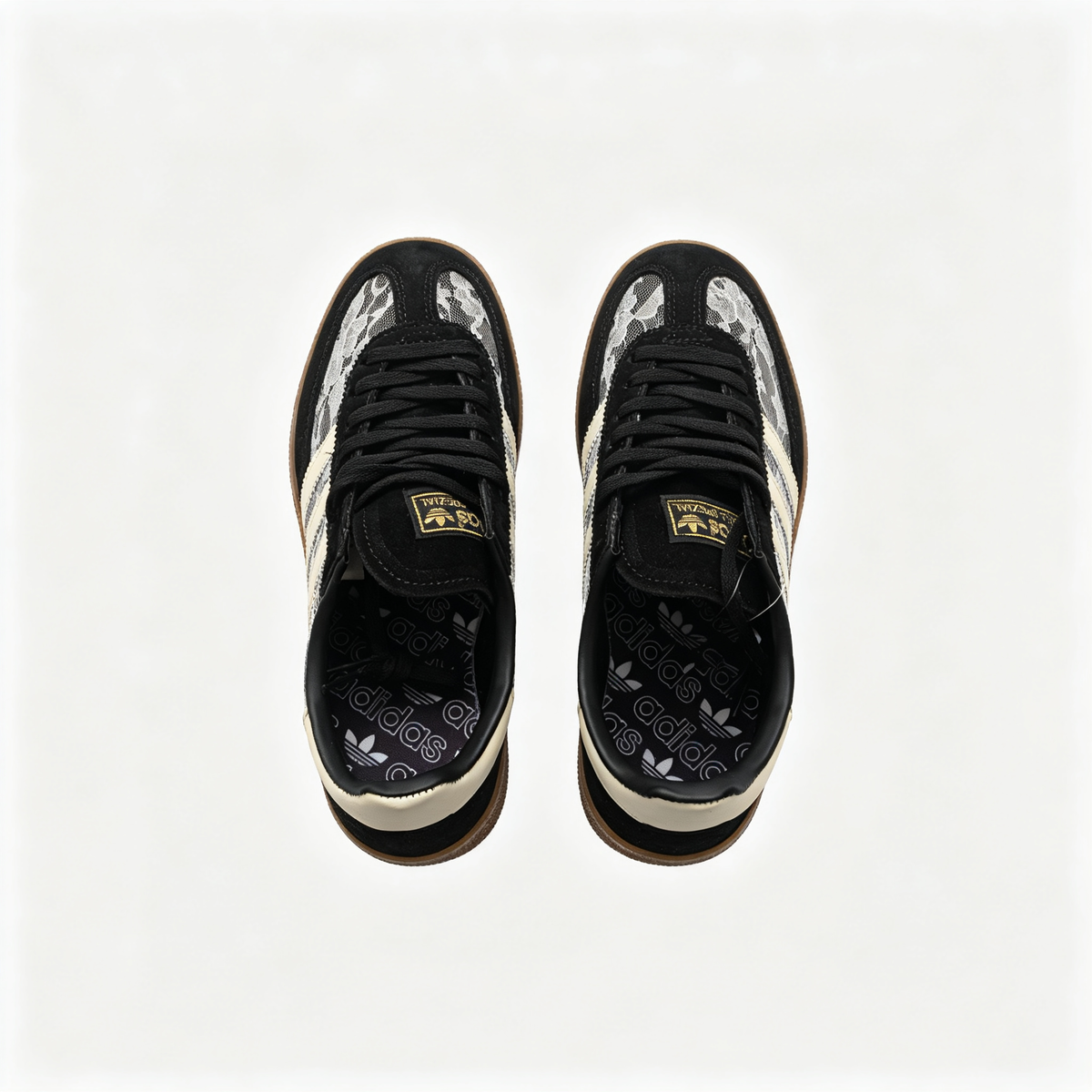 Adidas Handball Spezial "Black Lace" Sneakers | Premium Suede & Floral Lace Overlay | Gum Sole | Unisex