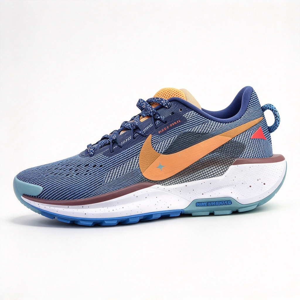 Nike Pegasus Trail 5 Men's Trail Running Shoes | Navy Blue/Orange | ReactX Foam + ATC Rubber Outsole | Breathable Mesh Upper | Spacious Toe Box | All-Terrain Traction