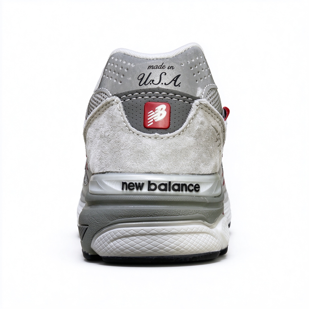 New Balance Classic American retro running shoes 990V3 grey red colorway, unisex design for men and women.