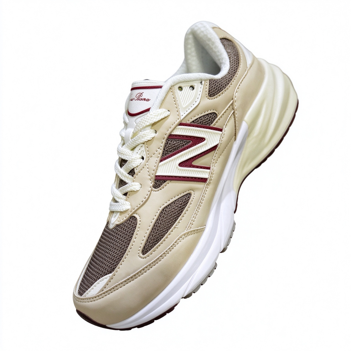 Loro Piana x New Balance 990V6 U990LP6 Beige Red Retro Sneakers Unisex Casual Running Shoes Breathable Mesh Thick Sole Height Increase Couple Shoes