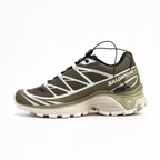 Salomon XT-6 Men's Trail Running Shoes | Dark Brown/Off-White/Yellow-Blue Colorway | Breathable Mesh Upper | All-Terrain Traction | Lightweight and Durable | Suitable for Trail Running, Hiking, and Everyday Urban Wear