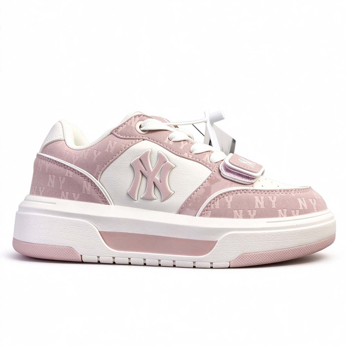 MLB Chunky Liner New York Yankees Sneakers | Dusty Pink Suede | NY Logo Platform Dad Shoes | Korean Style | Women's Casual Shoes