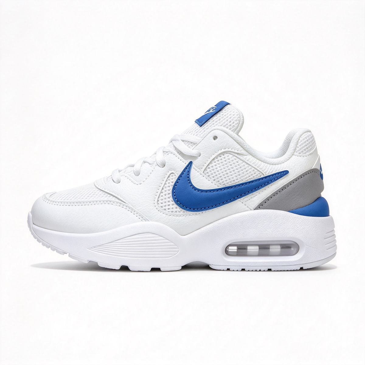 Nike Air Max Fusion White/Blue/Grey | Retro 90s Chunky Sneakers | Max Air Cushioning | Breathable Mesh & Leather | Unisex | Lightweight & Comfortable