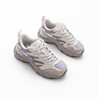 FILA Ray Tracer Chunky Dad Sneakers | Cream & Lilac Purple | Retro 90s Athletic Shoes | Women's Fashion Sneakers