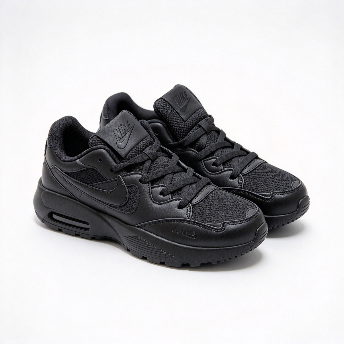 Nike Air Max Fusion Triple Black | Retro 90s Chunky Sneakers | Max Air Cushioning | Breathable Mesh &amp; Leather | Unisex | Lightweight &amp; Comfortable