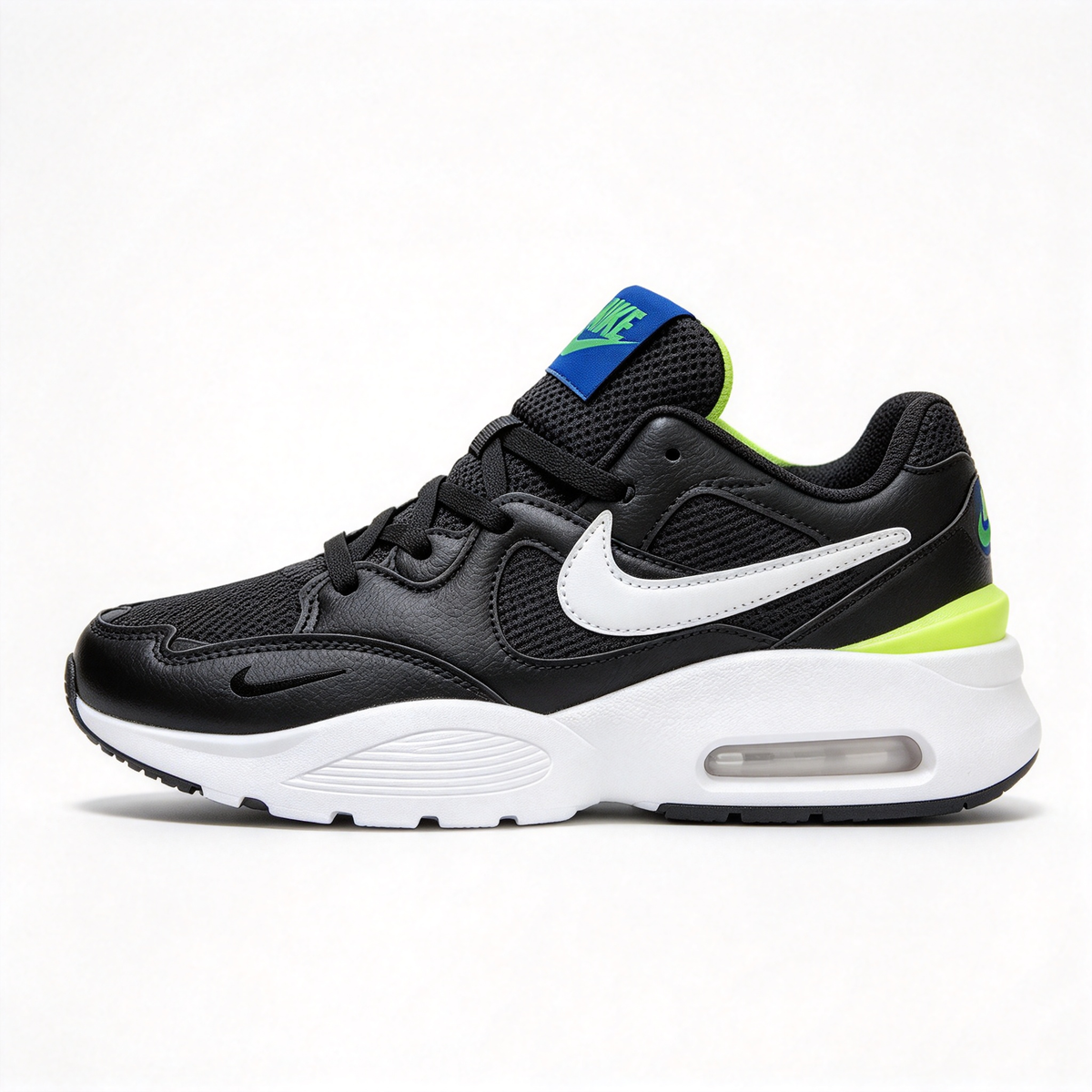 Nike Air Max Fusion Black/Blue/Green | Retro 90s Chunky Sneakers | Max Air Cushioning | Breathable Mesh & Leather | Unisex | Lightweight & Comfortable