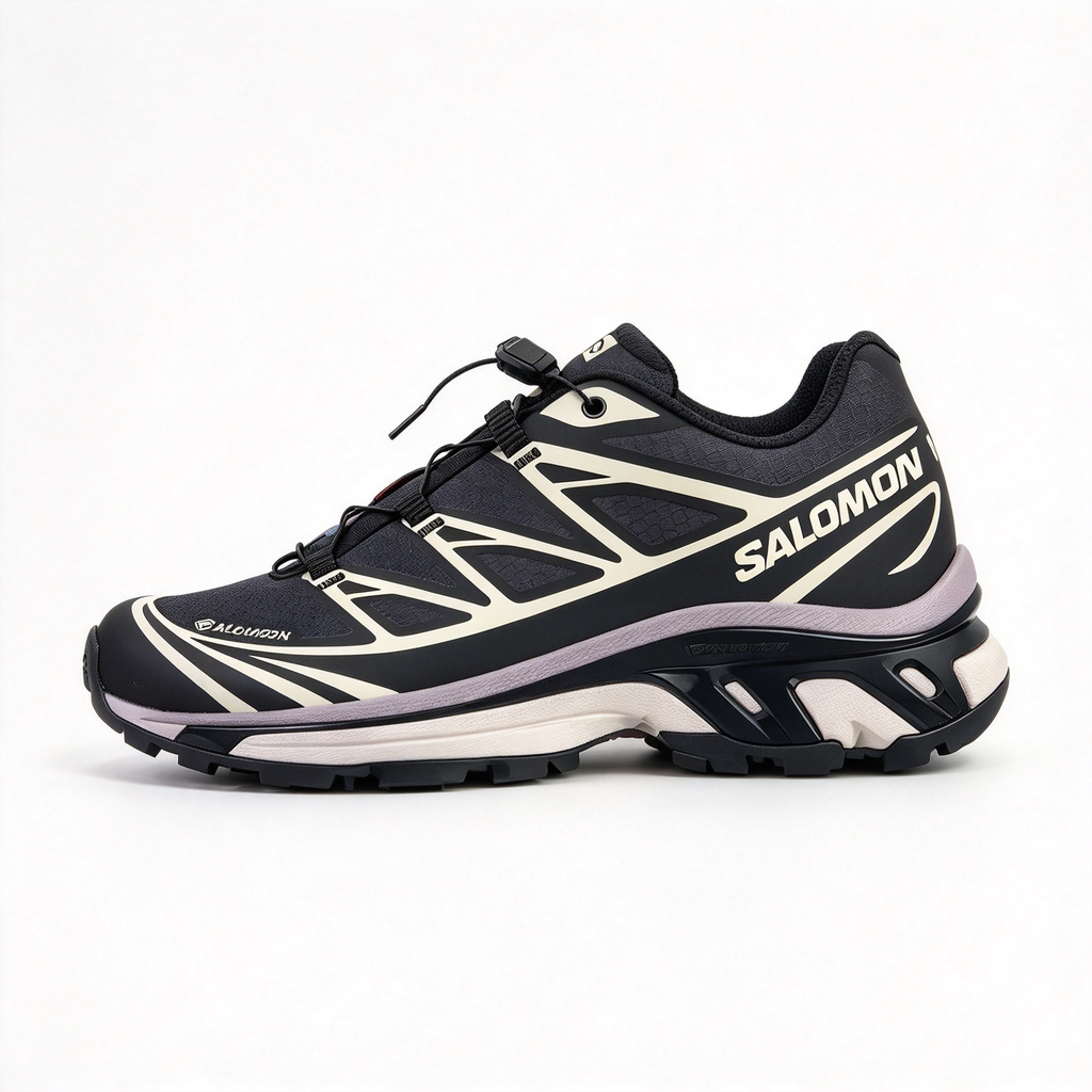 Salomon XT-6 GORE-TEX Men's Trail Running Shoes | Black/Off-White/Yellow-Blue Colorway | Waterproof & Breathable with All-Terrain Grip | Lightweight & Durable | Suitable for Trail Running, Hiking, and Everyday Urban Wear
