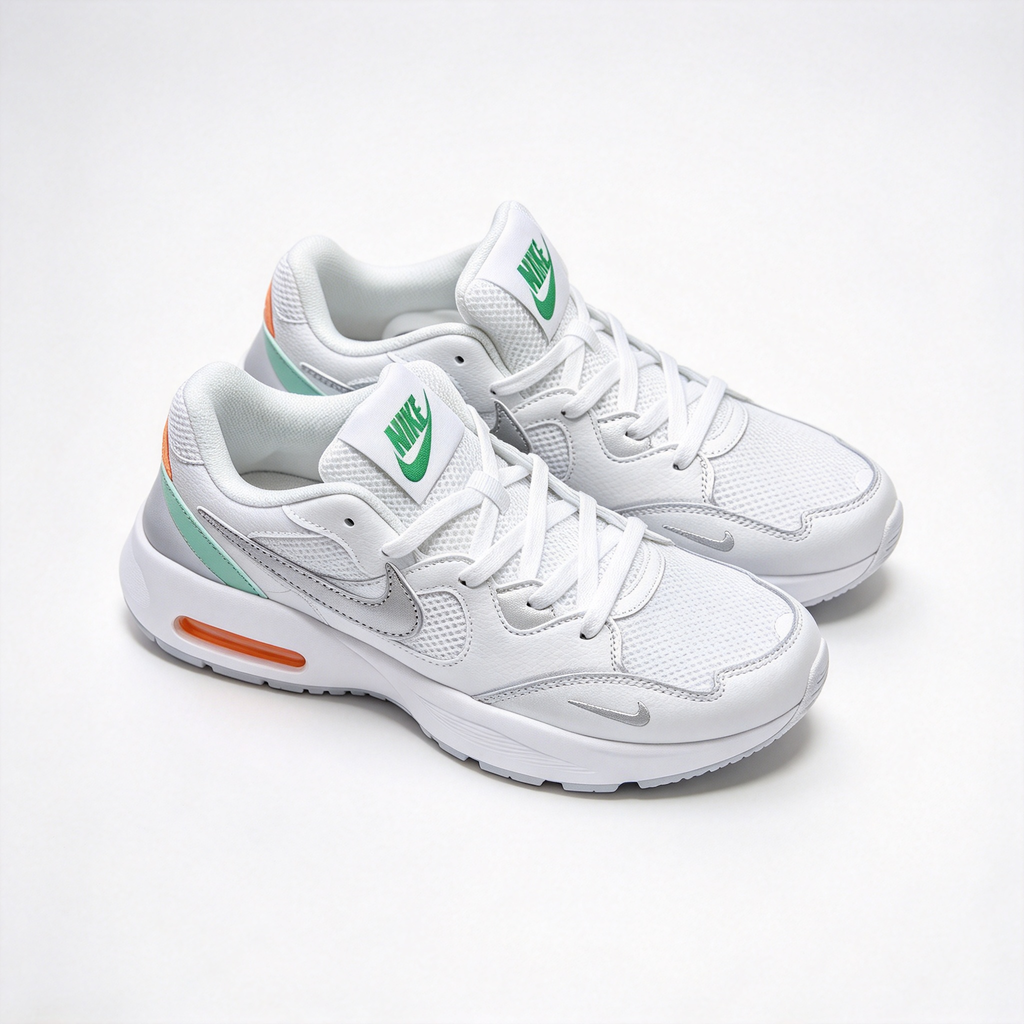 Nike Air Max Fusion White/Green | Retro 90s Chunky Sneakers | Max Air Cushioning | Breathable Mesh & Leather | Unisex | Lightweight & Comfortable