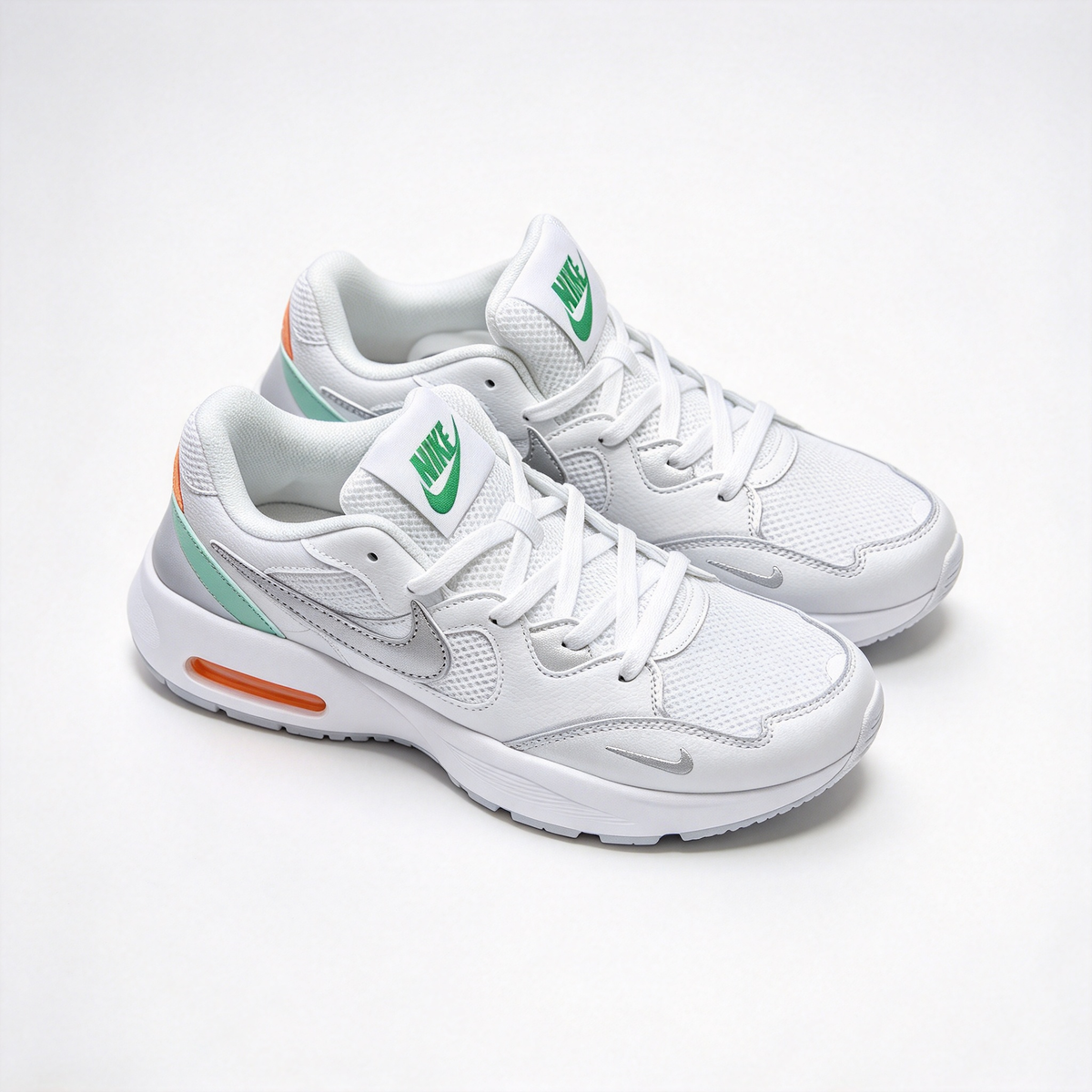 Nike Air Max Fusion White/Green | Retro 90s Chunky Sneakers | Max Air Cushioning | Breathable Mesh & Leather | Unisex | Lightweight & Comfortable