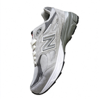 New Balance Classic American retro running shoes 990V3 grey red colorway, unisex design for men and women.