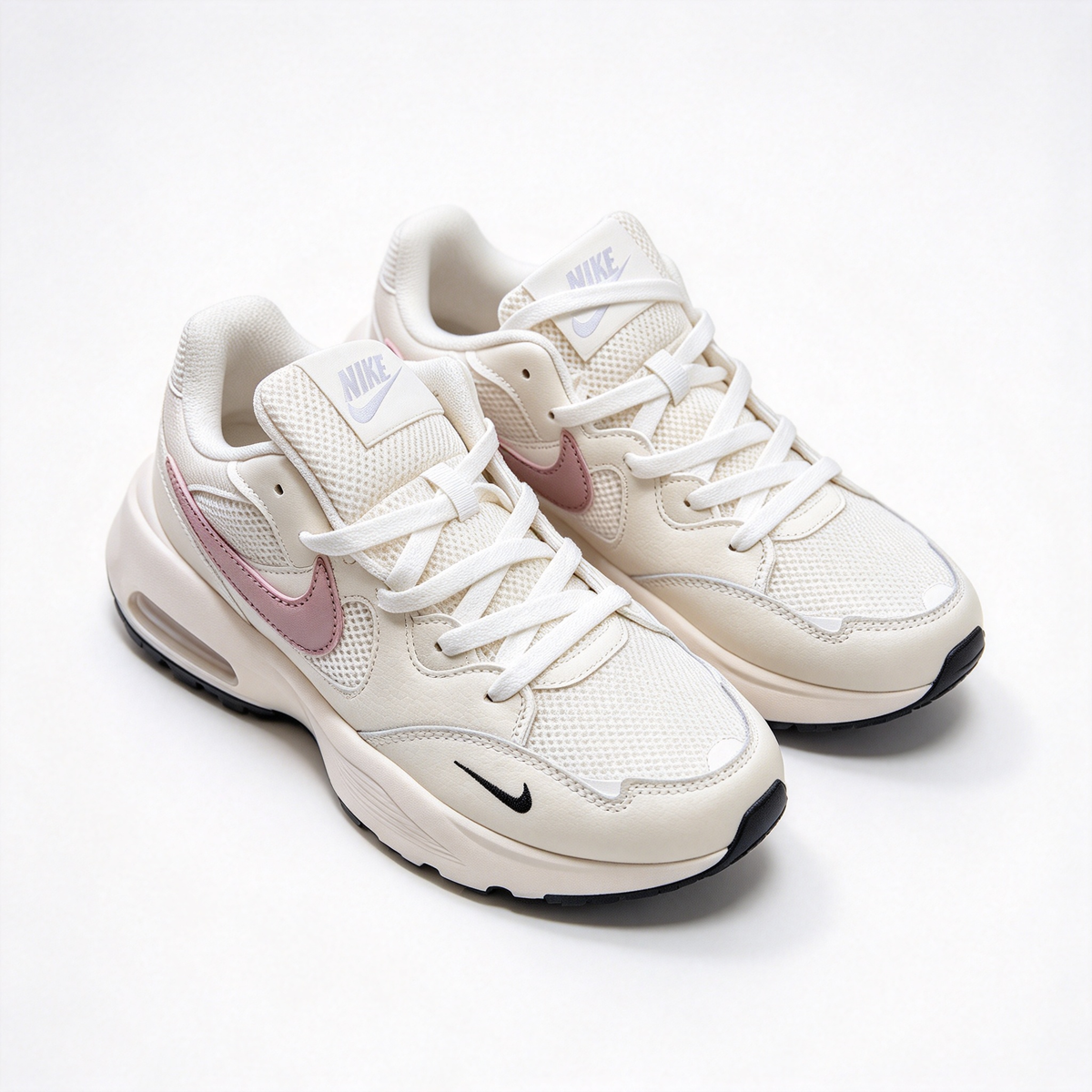 Nike Air Max Fusion Beige/Pink | Retro 90s Chunky Sneakers | Max Air Cushioning | Breathable Mesh & Leather | Unisex | Lightweight & Comfortable