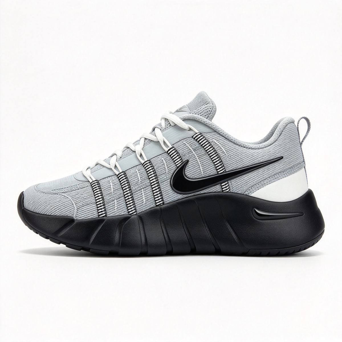Nike Free RN 5.0 Men's Running Shoes | Light Grey/Black/White | Barefoot-like feel + flexible grooved sole | Breathable knit upper | Lightweight, zero-drop design | Suitable for road running, workouts, and everyday wear