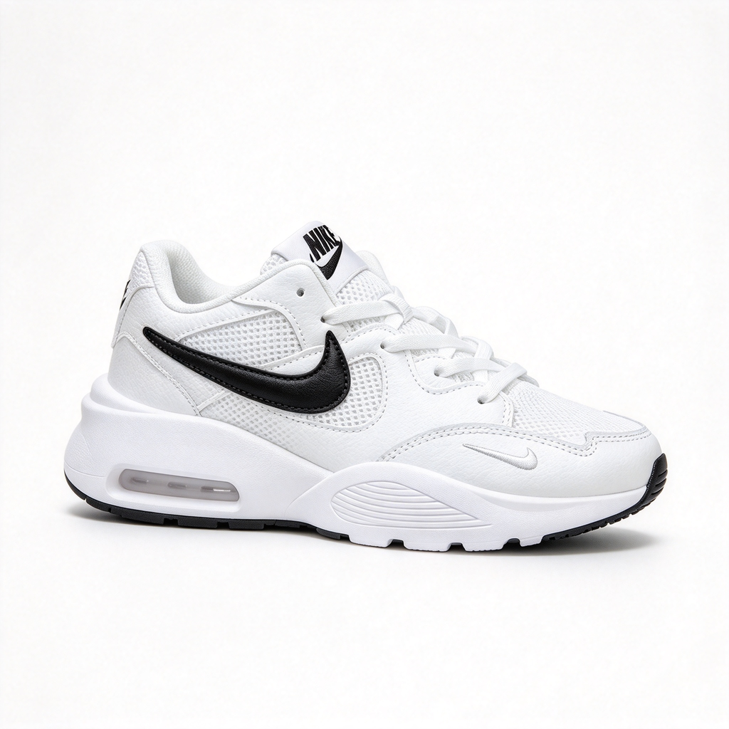 Nike Air Max Fusion White/Black | Retro 90s Chunky Sneakers | Max Air Cushioning | Breathable Mesh & Leather | Unisex | Lightweight & Comfortable