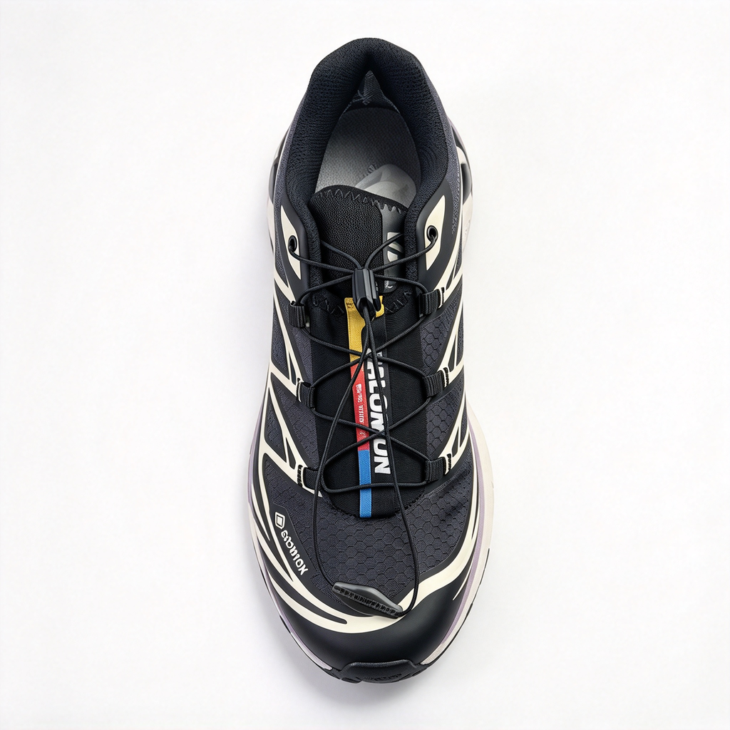 Salomon XT-6 GORE-TEX Men's Trail Running Shoes | Black/Off-White/Yellow-Blue Colorway | Waterproof & Breathable with All-Terrain Grip | Lightweight & Durable | Suitable for Trail Running, Hiking, and Everyday Urban Wear
