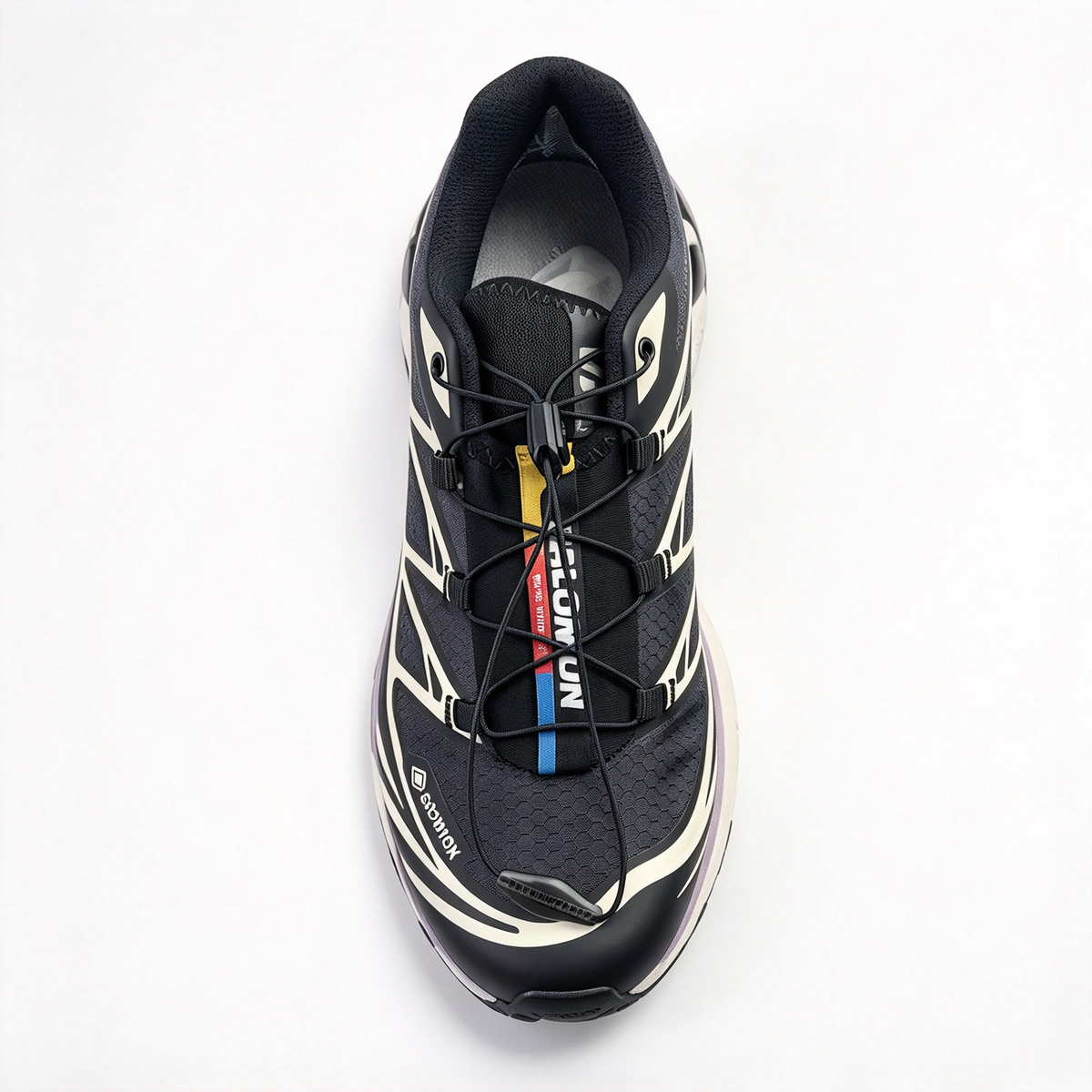 Salomon XT-6 GORE-TEX Men's Trail Running Shoes | Black/Off-White/Yellow-Blue Colorway | Waterproof & Breathable with All-Terrain Grip | Lightweight & Durable | Suitable for Trail Running, Hiking, and Everyday Urban Wear