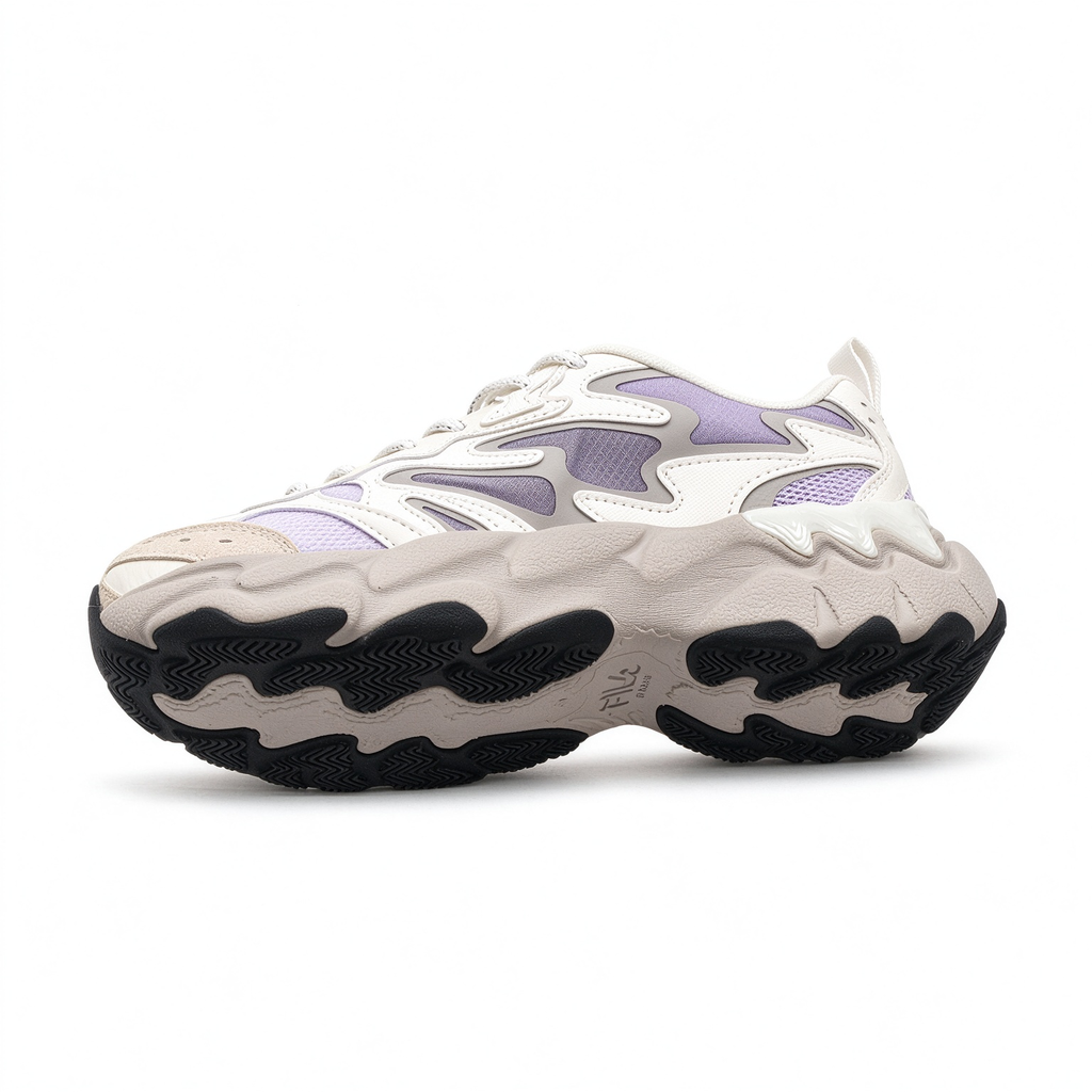 FILA Ray Tracer Chunky Dad Sneakers | Cream & Lilac Purple | Retro 90s Athletic Shoes | Women's Fashion Sneakers