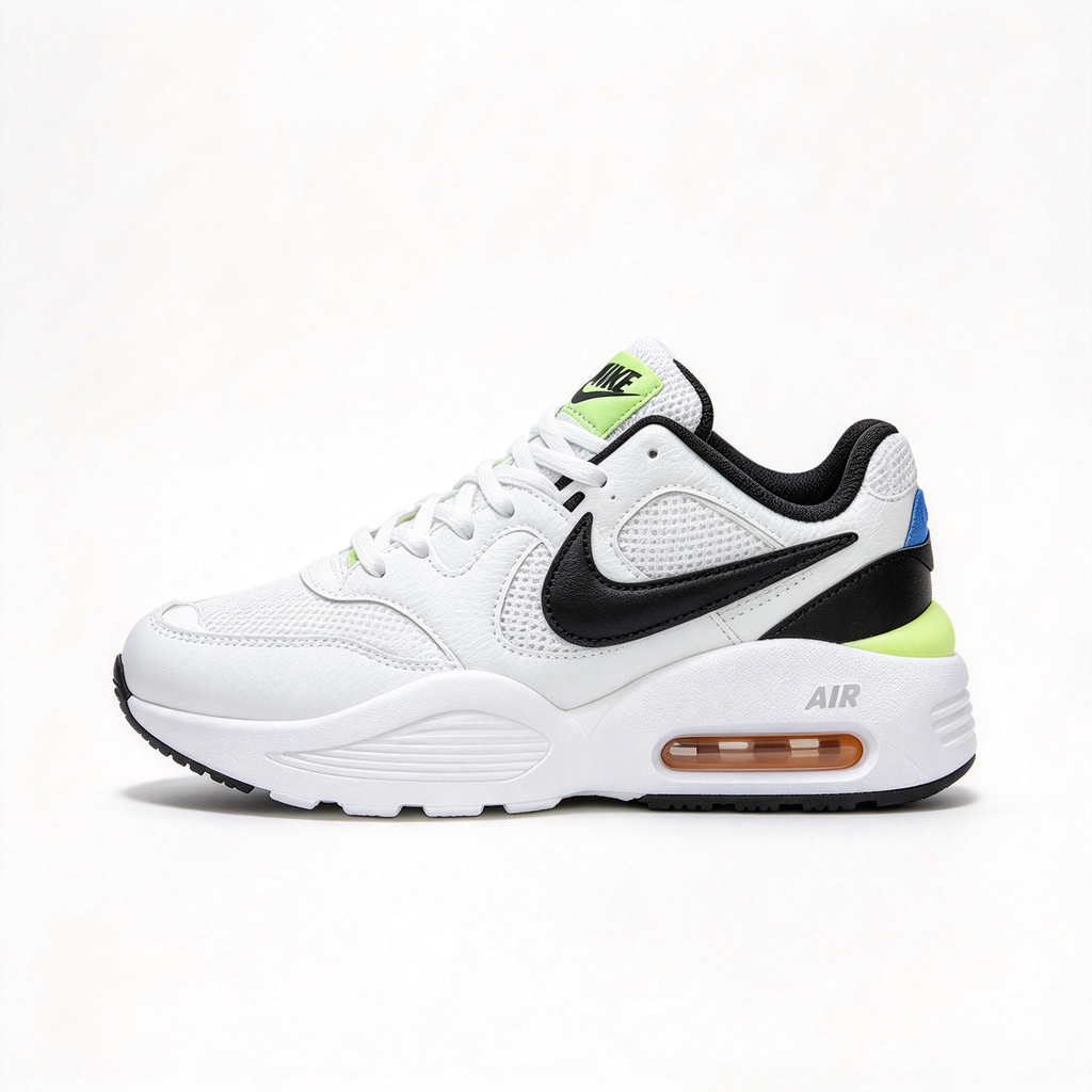 Nike Air Max Fusion White/Black/Green | Retro 90s Chunky Sneakers | Max Air Cushioning | Breathable Mesh & Leather | Unisex | Lightweight & Comfortable