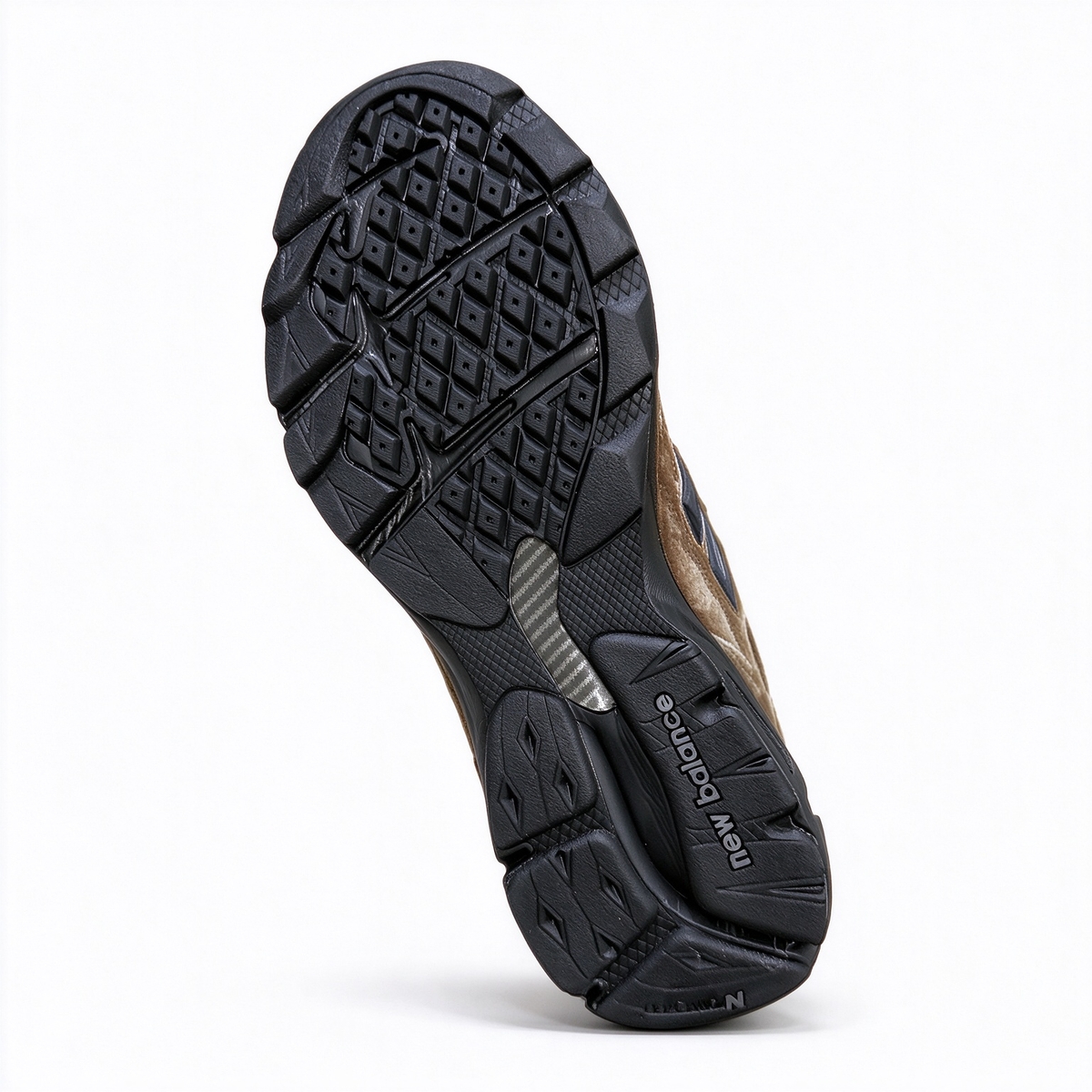 JJJJound x New Balance 990v3 classic collaboration model, Made in USA style. Premium brown suede matched with breathable mesh fabric, iconic dark black overlay, low-key vintage aesthetic, highly versatile for streetwear outfits.