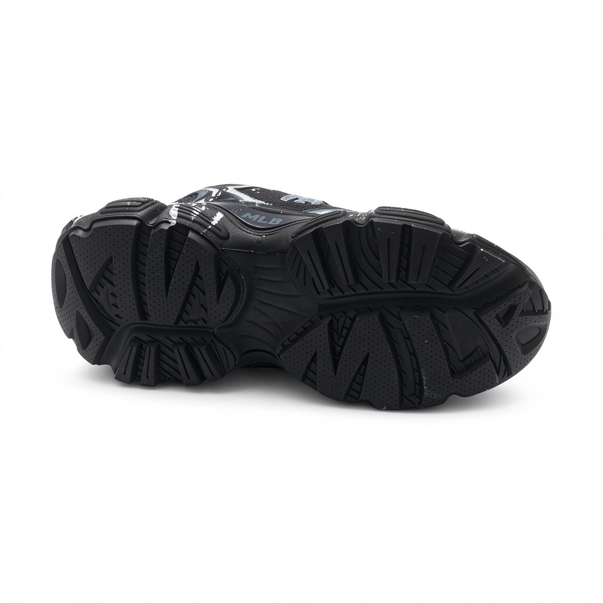 MLB Big Ball Chunky New York Yankees Sneakers | Black Silver Marble Splash | 6cm Platform Dad Shoes | Unisex Streetwear