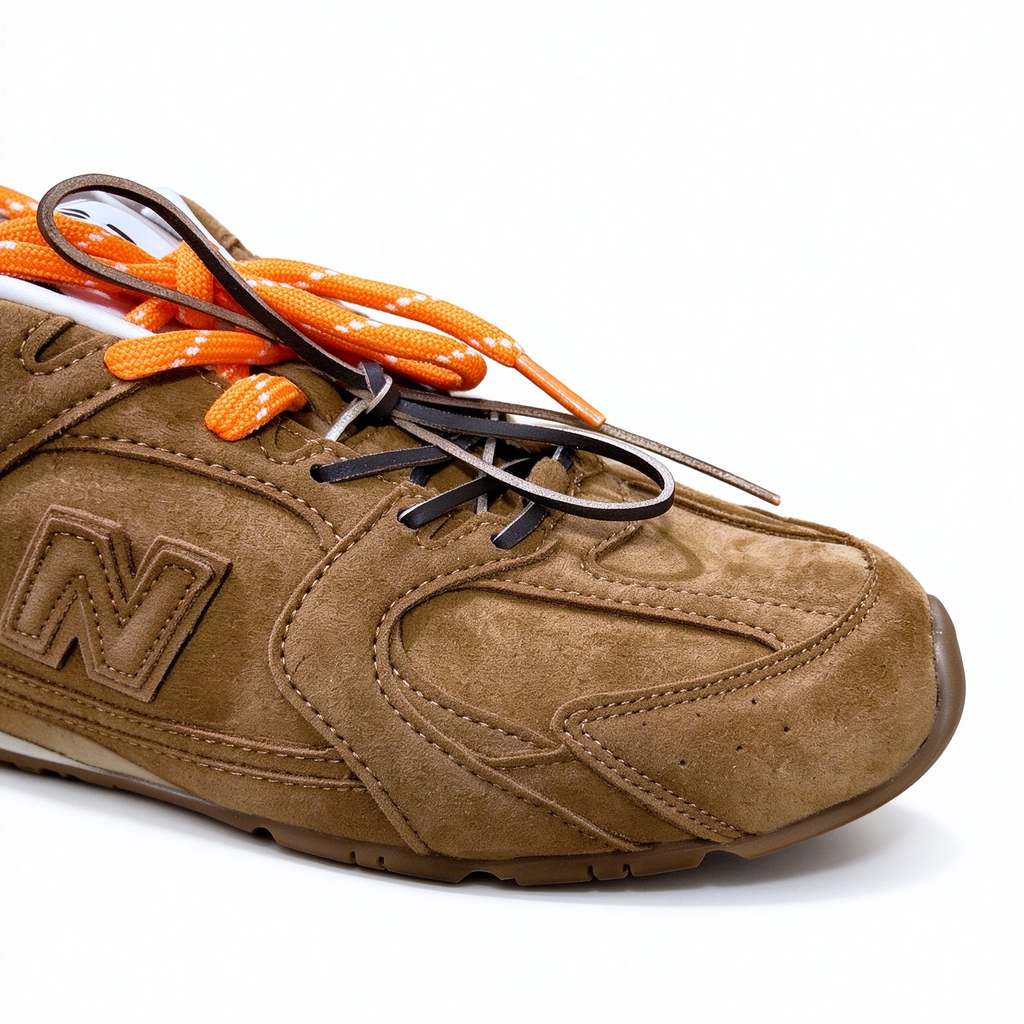Miu Miu x New Balance 530 SL 2026 Collaboration Sneakers | Cocoa Brown Suede | Multi-Lace System (Orange + Brown + Ivory) | Ultra-Thin Sole | Luxury Unisex Shoes