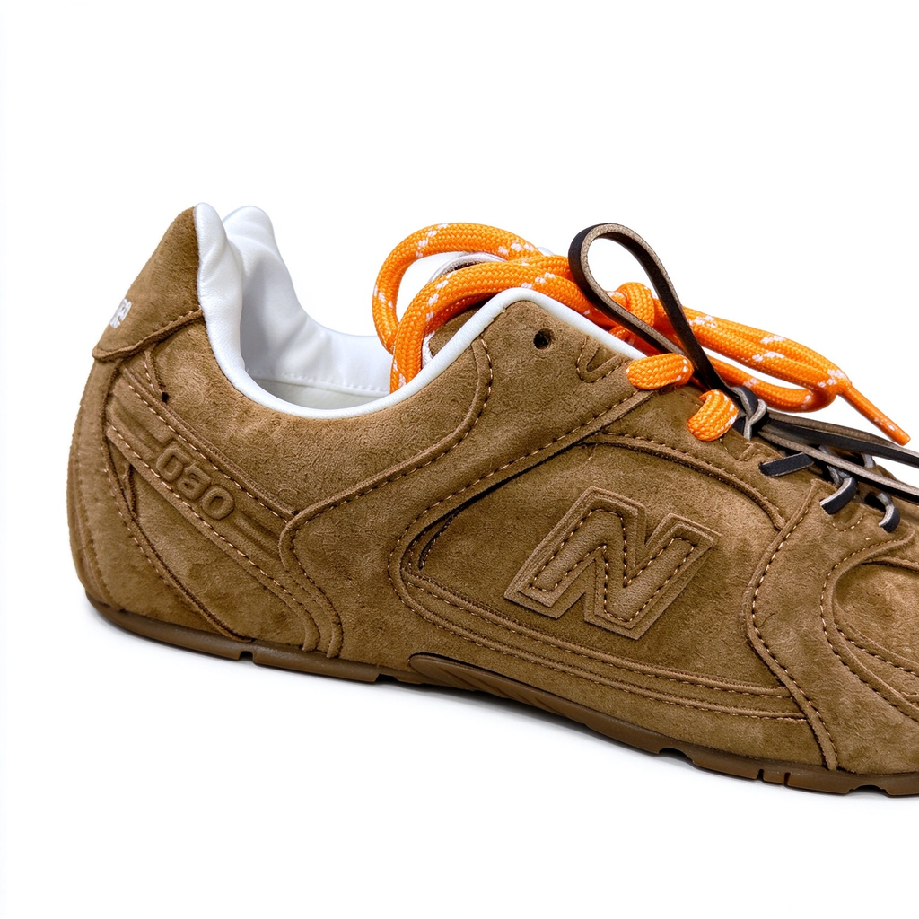 Miu Miu x New Balance 530 SL 2026 Collaboration Sneakers | Cocoa Brown Suede | Multi-Lace System (Orange + Brown + Ivory) | Ultra-Thin Sole | Luxury Unisex Shoes