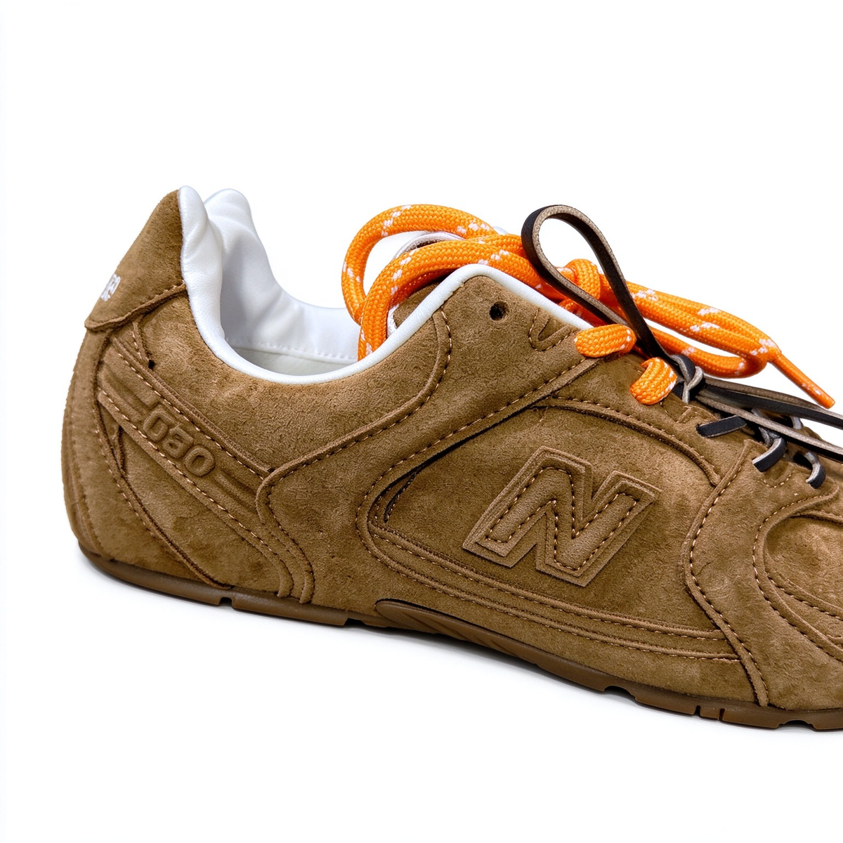 Miu Miu x New Balance 530 SL 2026 Collaboration Sneakers | Cocoa Brown Suede | Multi-Lace System (Orange + Brown + Ivory) | Ultra-Thin Sole | Luxury Unisex Shoes