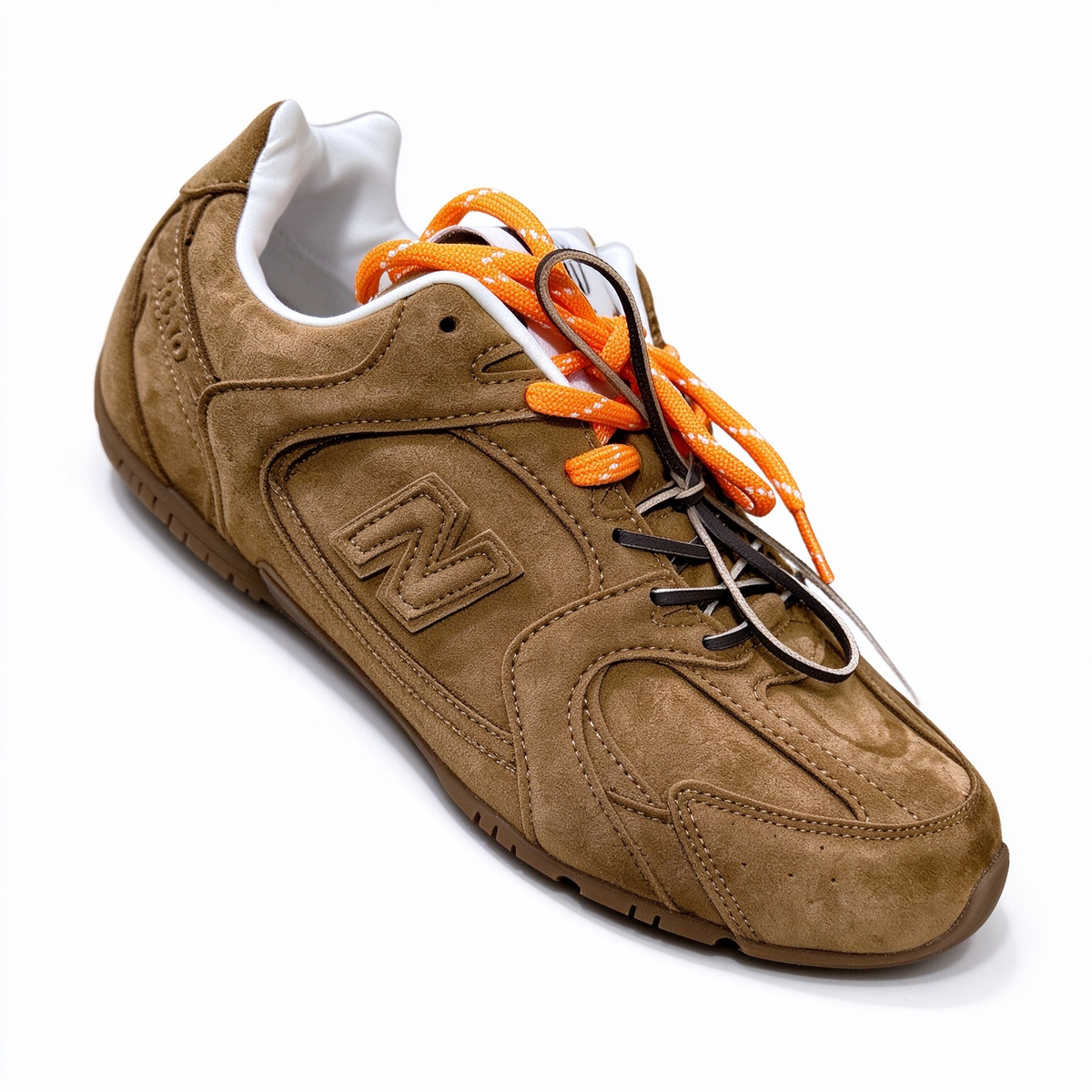 Miu Miu x New Balance 530 SL 2026 Collaboration Sneakers | Cocoa Brown Suede | Multi-Lace System (Orange + Brown + Ivory) | Ultra-Thin Sole | Luxury Unisex Shoes