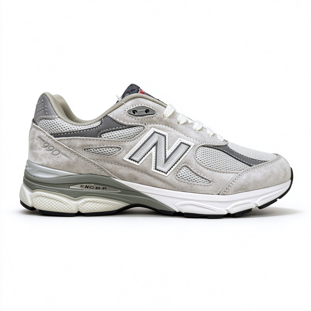 New Balance 990v3 inherits the classic 990 series USA design, iconic castlerock grey colorway. Made of premium pig suede + breathable mesh upper, retro dad shoe silhouette, versatile for daily streetwear.