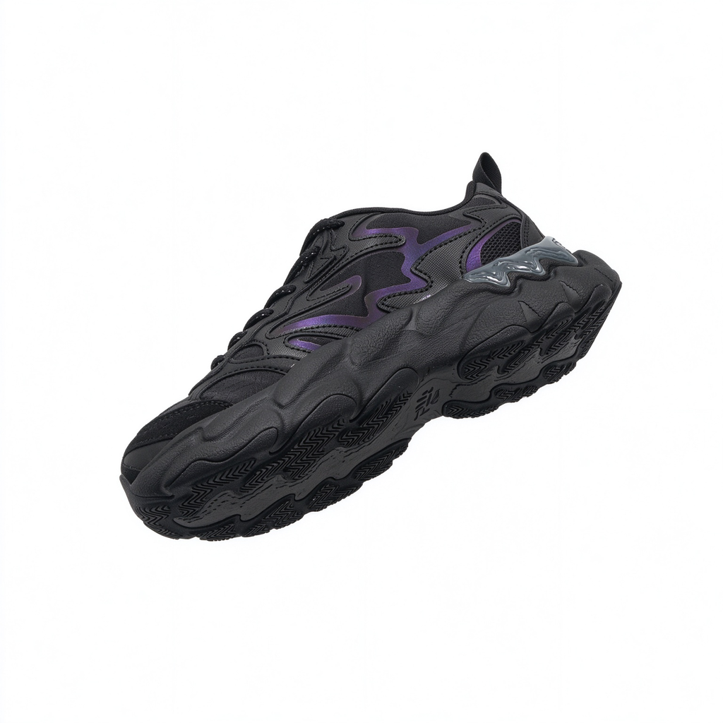 FILA Ray Tracer All Black Chunky Dad Sneakers | Full Black Thick Sole Retro Sneakers | Unisex Streetwear Athletic Shoes | Black Warrior Edition