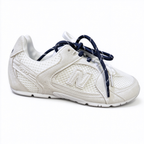 Miu Miu x New Balance 530 SL Collaboration Sneakers | Metallic Silver & White | Dual Lace System | Y2K Slim Sole | Unisex Lifestyle Shoes