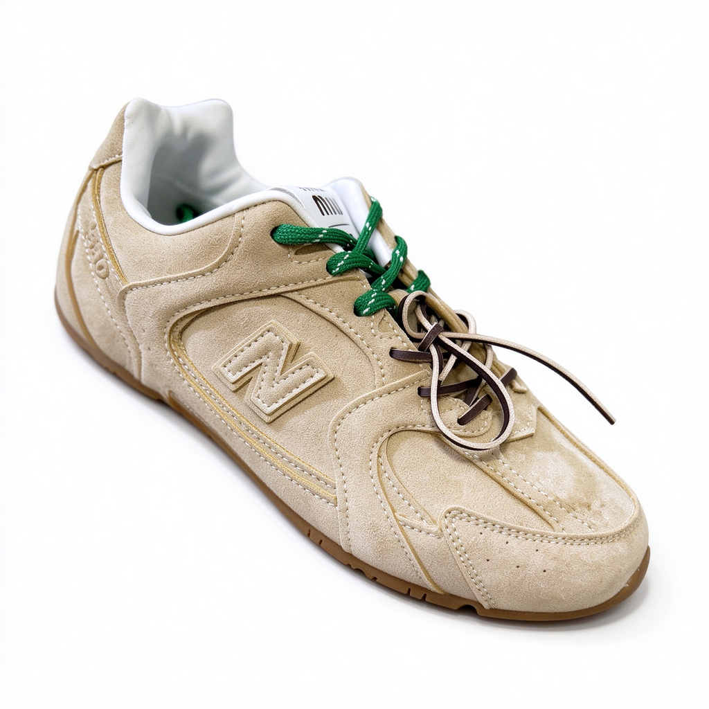 Miu Miu x New Balance 530 SL 2026 Summer Collaboration Sneakers | Warm Beige Suede | Multi-Lace System | Ultra-Thin Sole | Luxury Lifestyle Shoes