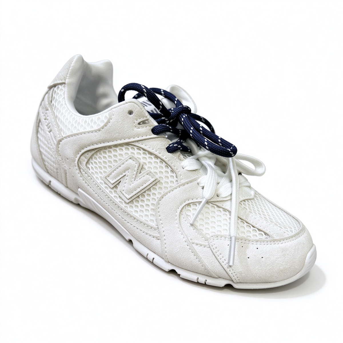 Miu Miu x New Balance 530 SL Collaboration Sneakers | Metallic Silver & White | Dual Lace System | Y2K Slim Sole | Unisex Lifestyle Shoes