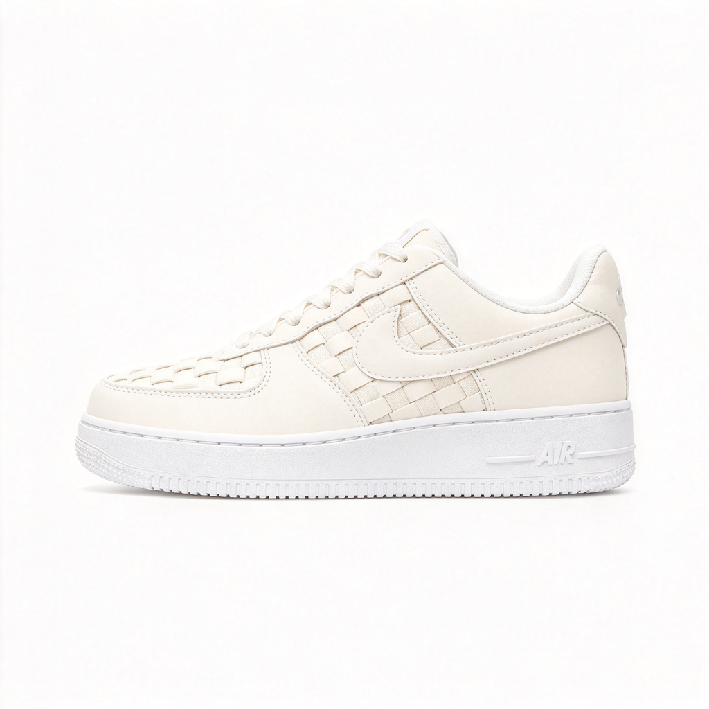 Nike Air Force 1 Low “Woven” Cream & Burgundy | Premium Woven Leather Sneakers | Retro Basketball Style | Unisex | Breathable & Durable | Collector’s Edition