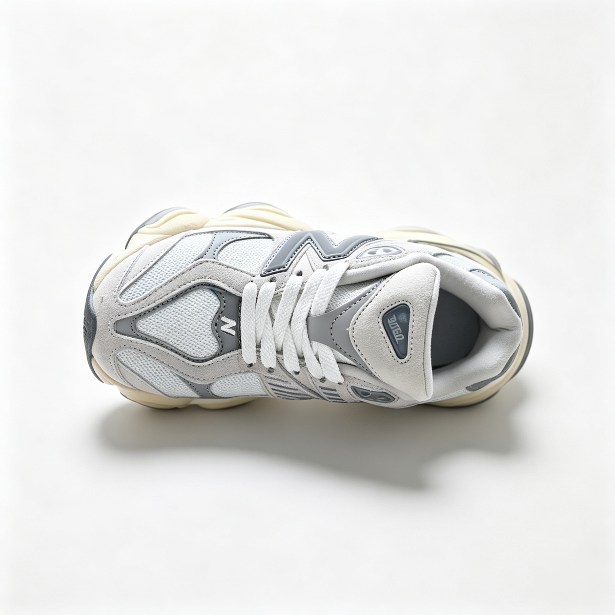 New Balance 9060 White Grey Cream Sneakers – Unisex Suede Mesh Chunky Lifestyle Shoes