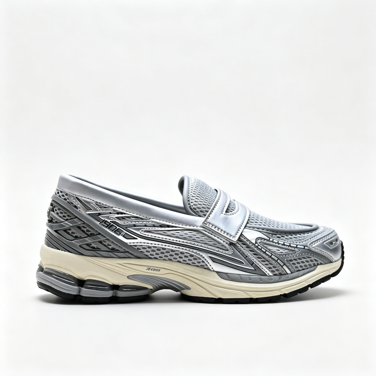 New Balance 1906L Silver Metallic Black Loafers – Unisex Mesh Slip-On Sneakers with N-ergy Cushioning