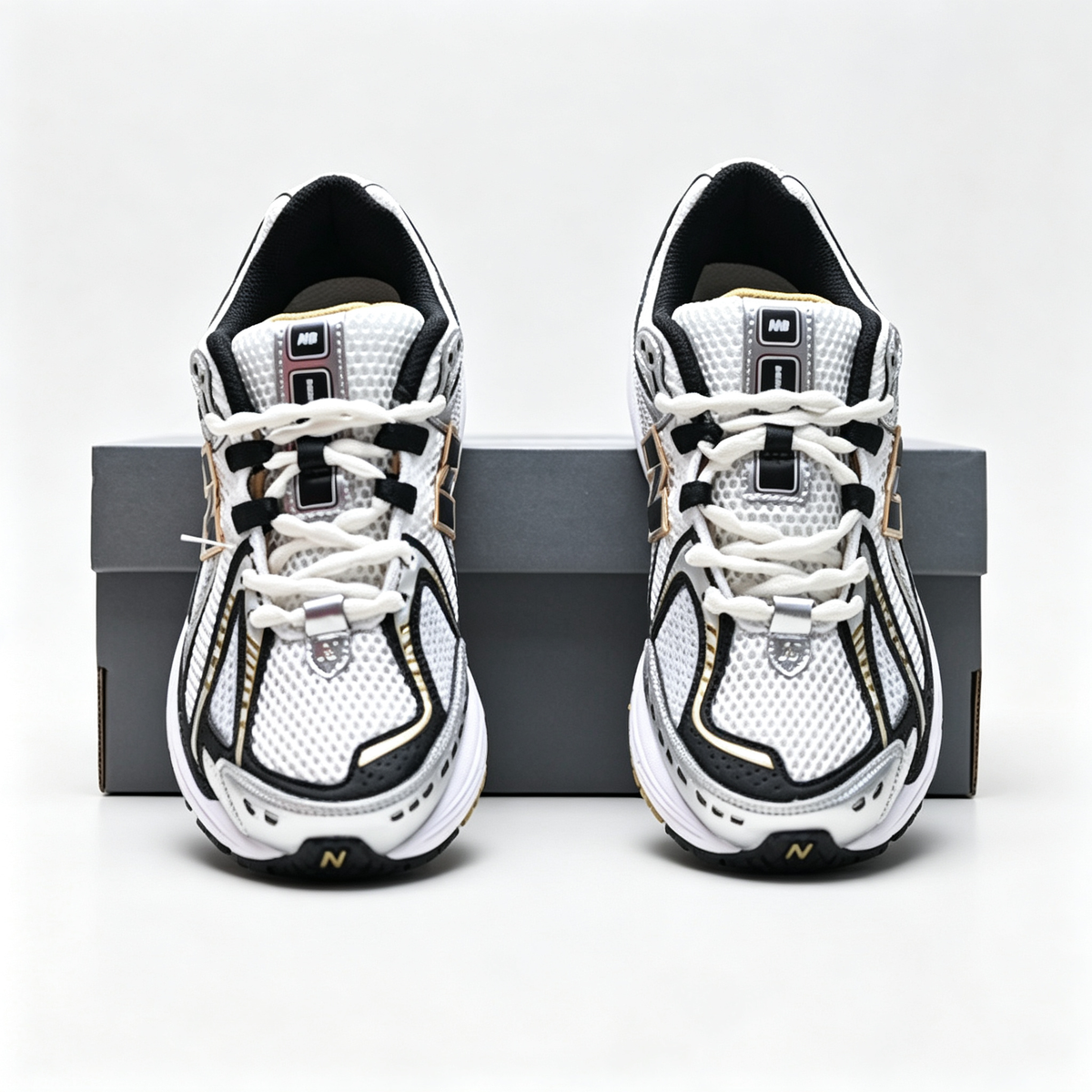 New Balance 1906R White Black Gold Sneakers – Unisex Mesh Retro Running Shoes with N-ERGY Cushioning