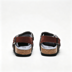 Birkenstock Boston Suede Clogs | Anthracite Grey + Brown Leather Strap + Textured Grip Sole, Unisex Retro Slip-On Shoes, Premium Comfort & Urban Style