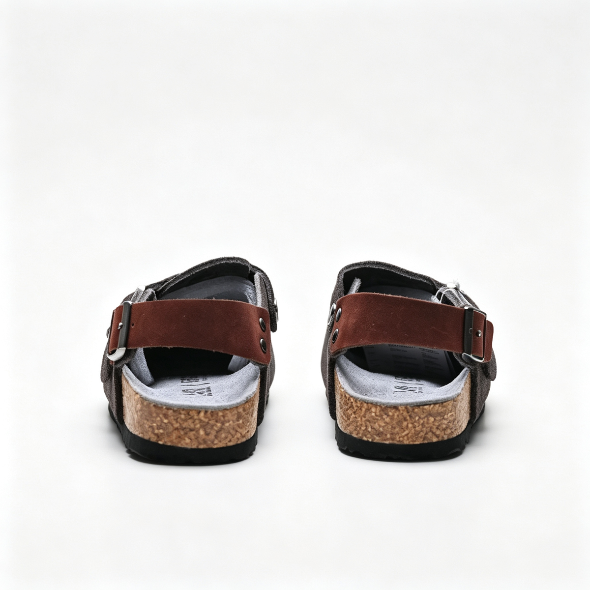 Birkenstock Boston Suede Clogs | Anthracite Grey + Brown Leather Strap + Textured Grip Sole, Unisex Retro Slip-On Shoes, Premium Comfort & Urban Style