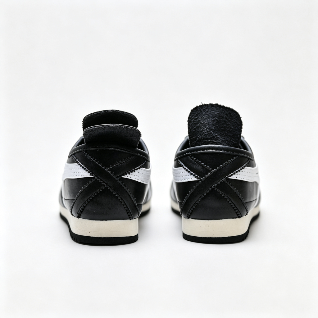 Onitsuka Tiger Mexico 66 SD 1183A872-003 | Black/White Leather Retro Sneakers | Unisex Classic Vintage Running Shoes
