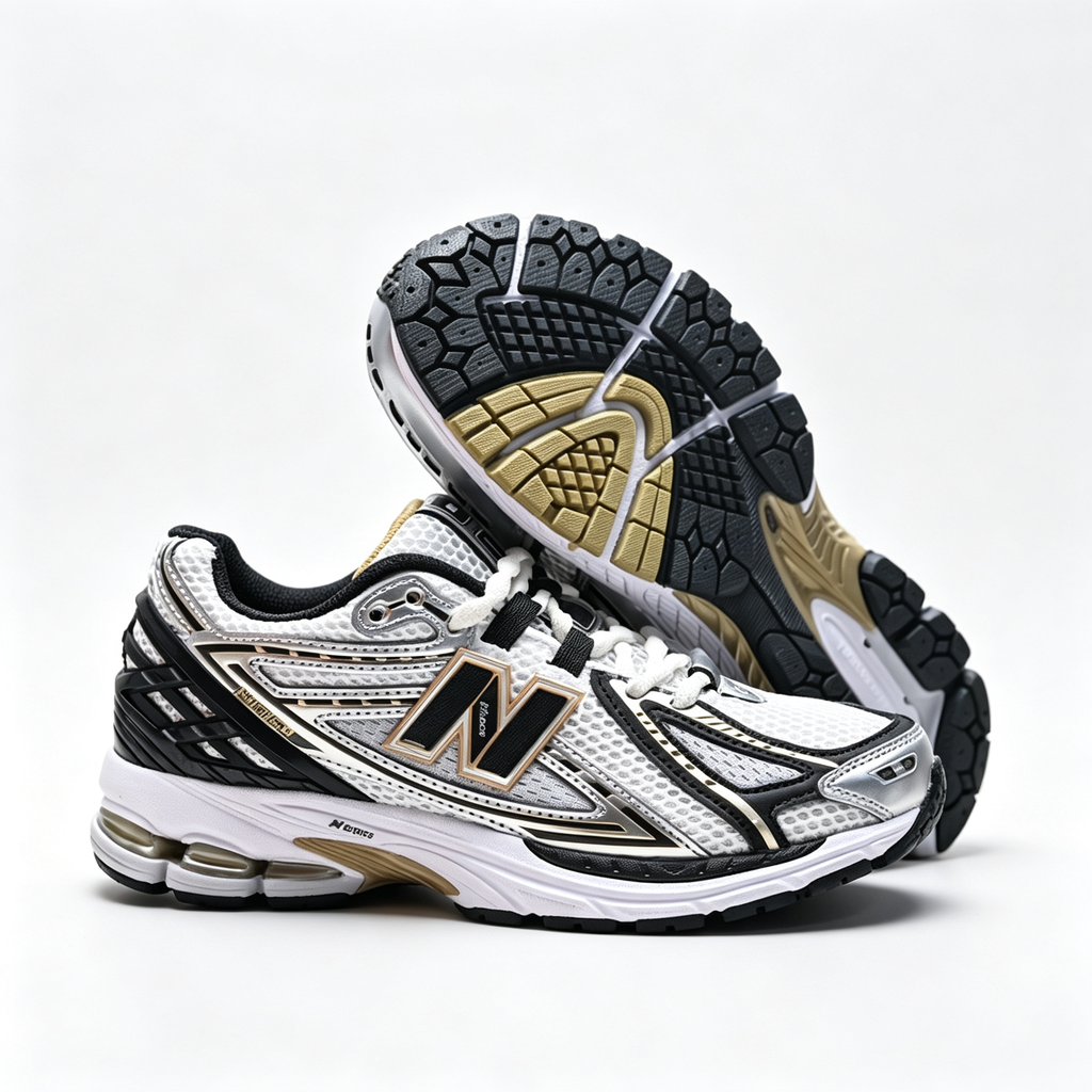 New Balance 1906R White Black Gold Sneakers – Unisex Mesh Retro Running Shoes with N-ERGY Cushioning